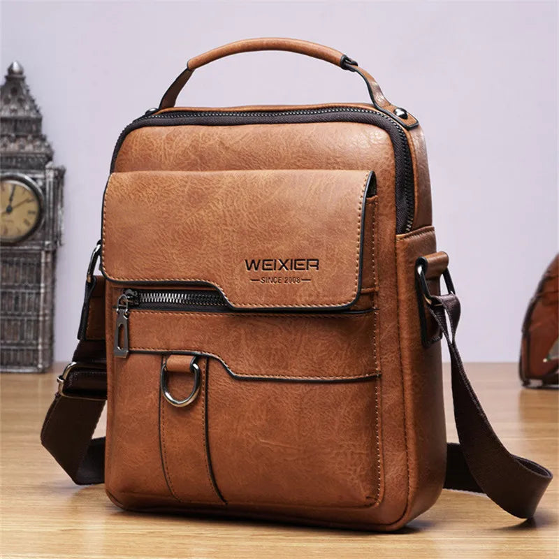 Men&#39;s Durable Leather Crossbody Sling Bag - Fashionable Travel Shoulder Pack