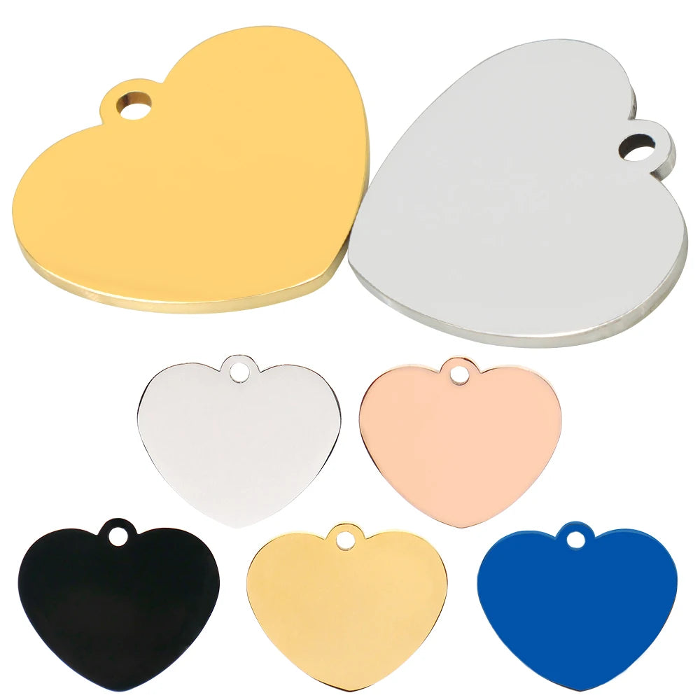 20-Piece Heart-Shaped Stainless Steel Pet ID Tags – Custom Engraved Nameplates for Dogs &amp; Cats