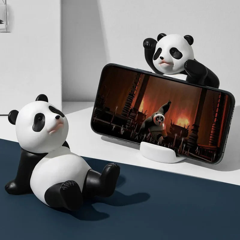 Panda Figurines: Universal Mobile Phone Stand Holder and Desk Decor