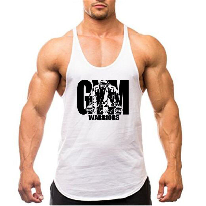 Men&#39;s Fitness Tank Tops – Cotton, Breathable Gym Vests for Bodybuilding, Summer Sleeveless Y-Back Sportswear.