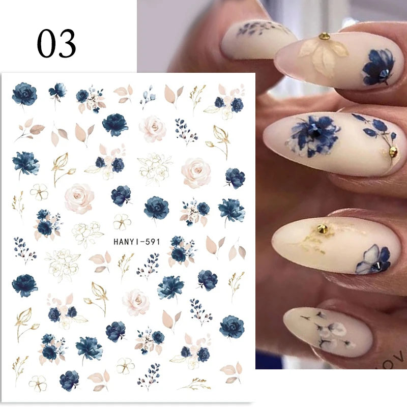 Succulent Plants 3D Nail Sticker - Spring Floral DIY Decoration