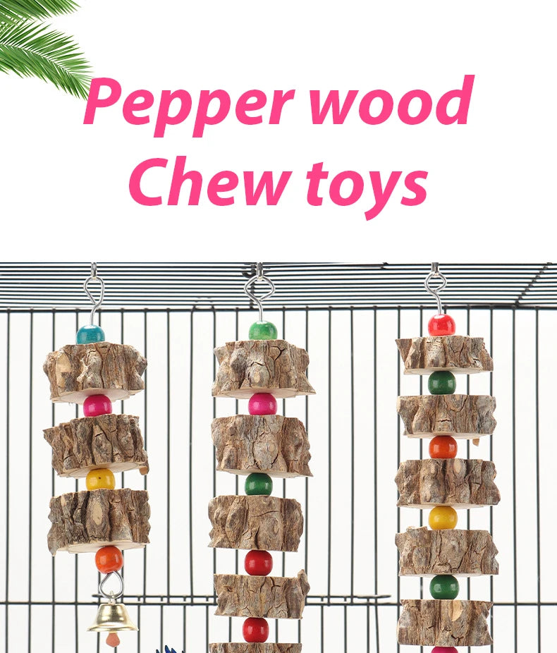 Natural Wooden Parrot Toy: Chew and Destroy Cardboard Bird Decoration for Cages