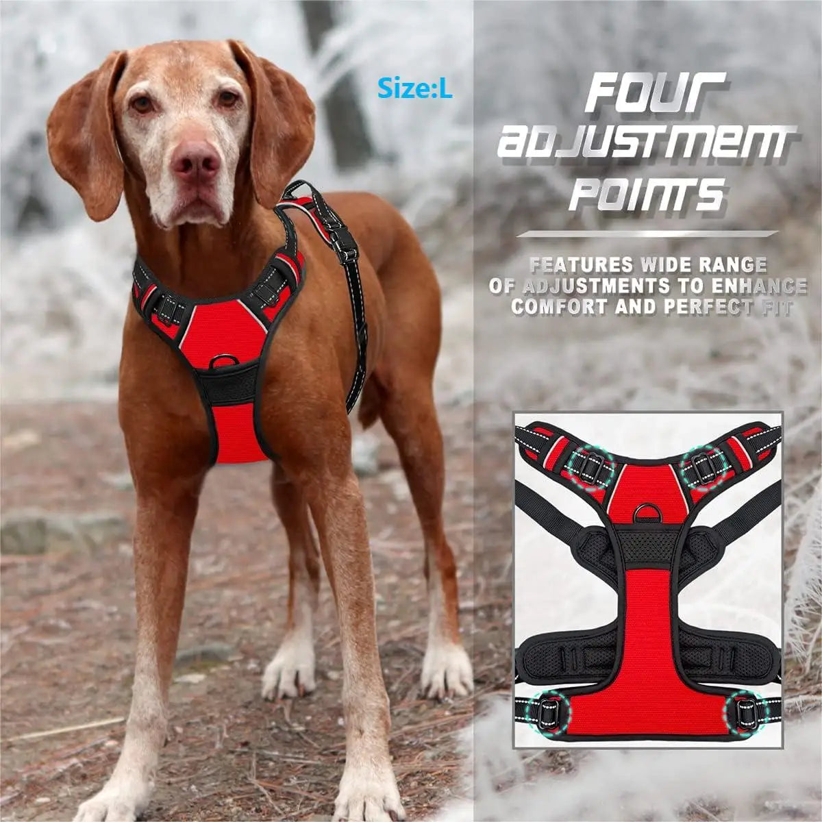 Heavy-Duty No-Pull Dog Harness: Front Clip with Reflective Handle for Large Dogs