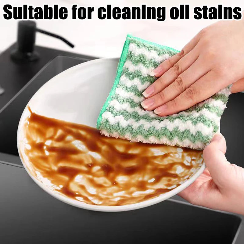 Double-Sided Fleece Dishcloths: Super Absorbent Cleaning Cloths and Scouring Pads for Kitchen Washing, Dish Rags, and Glass Windows