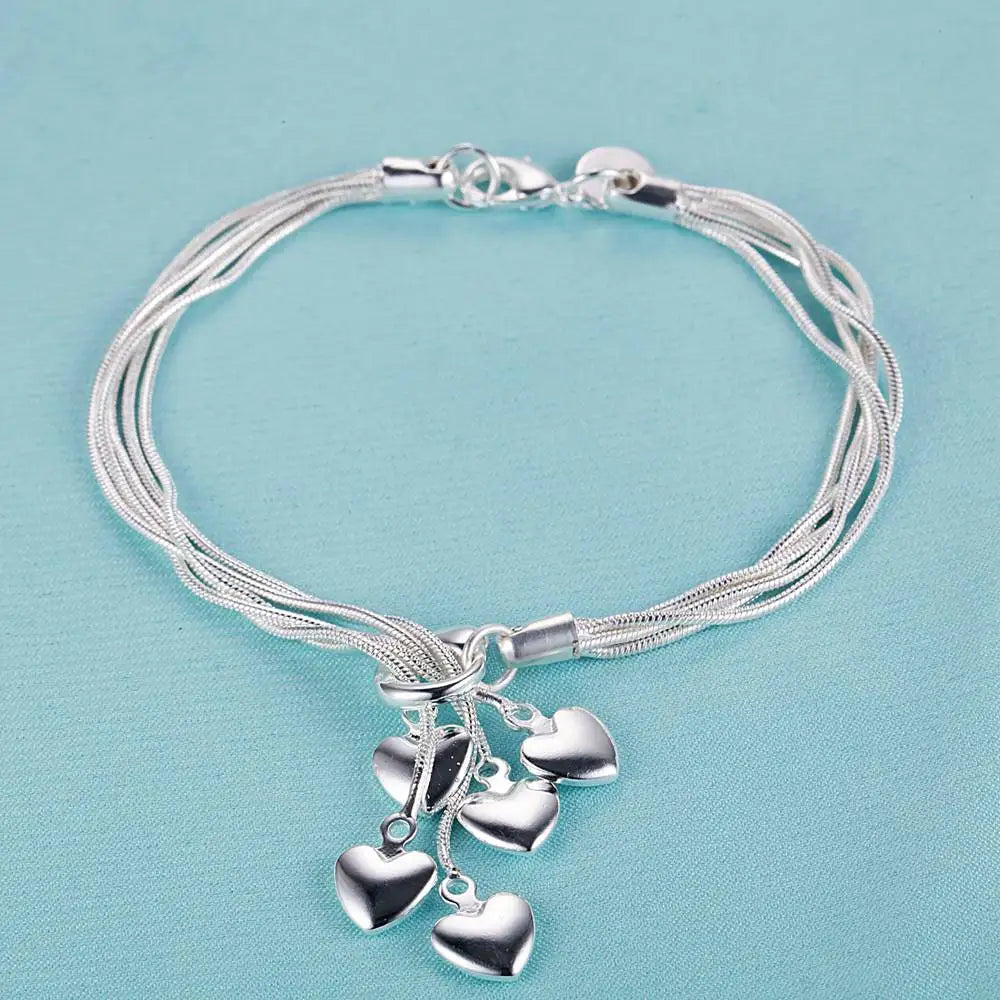 925 Sterling Silver Heart Bracelet for Women and Men, High-Quality Romance Chain Fashion Jewelry for Engagement, Party and Wedding Gift