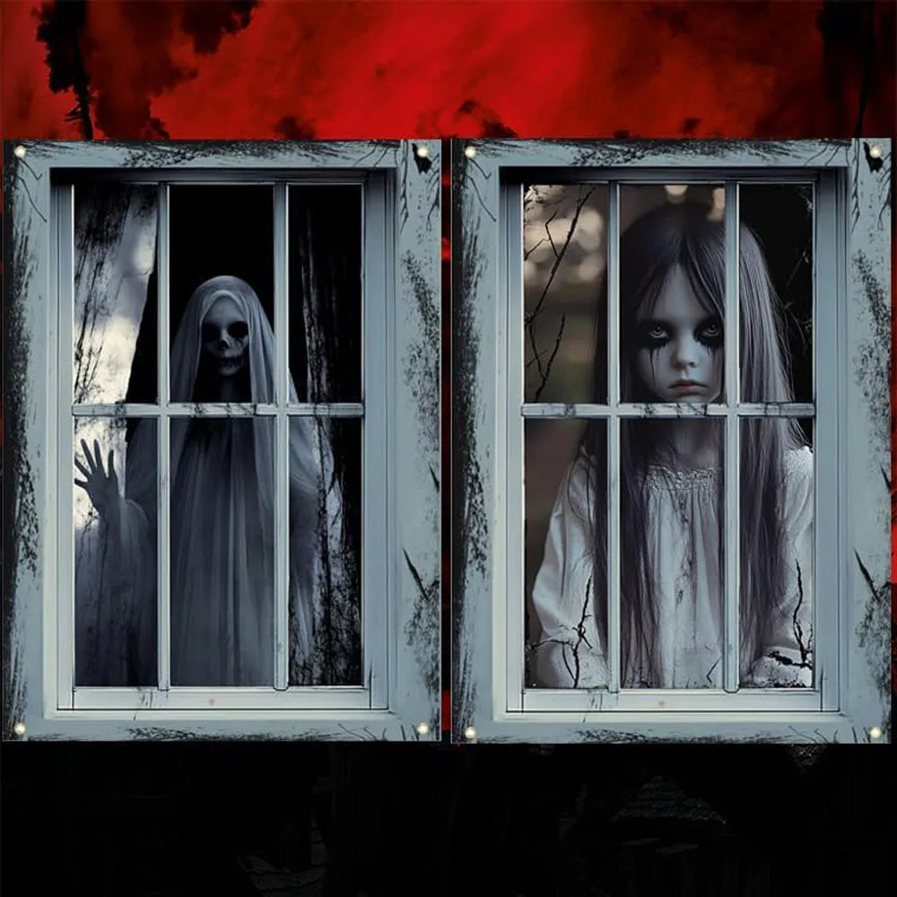 2 PCS Scary Curtain For Halloween Party Decorations