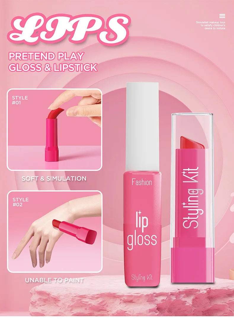 Princess Pretend Makeup Set for Girls, Toy Nail Polish, Lipstick and Eyeshadow, Fun Dress-Up Roleplay Gift