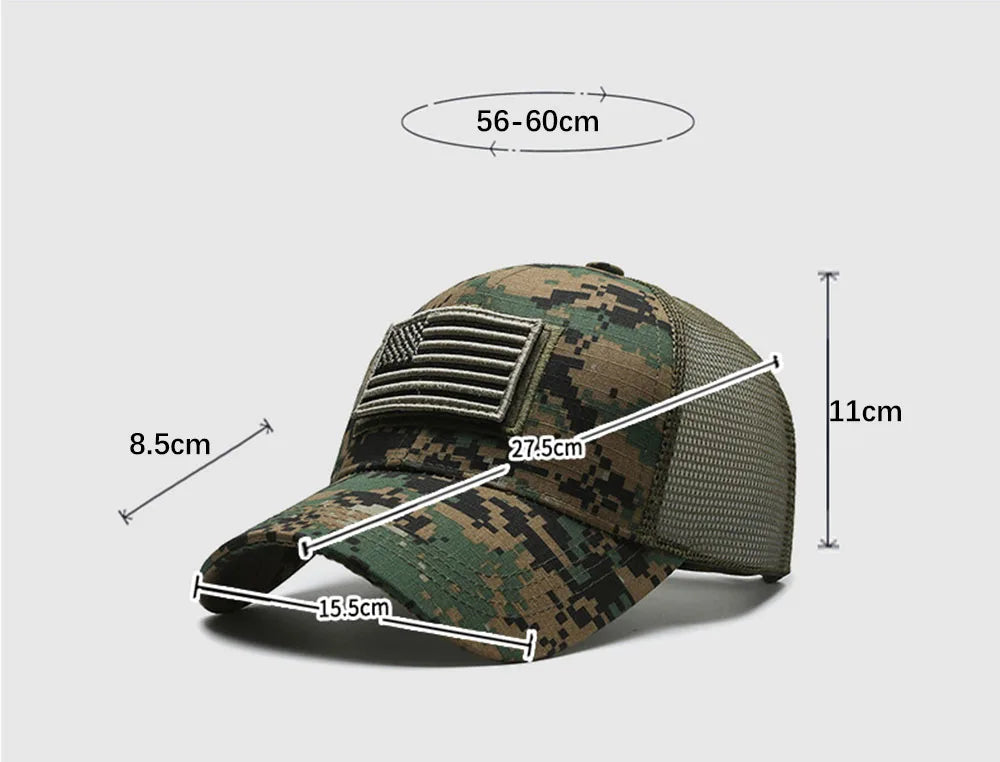 Men&#39;s American Flag Camouflage Baseball Cap – Breathable Tactical Outdoor Hat, Adjustable and Stylish Casquette