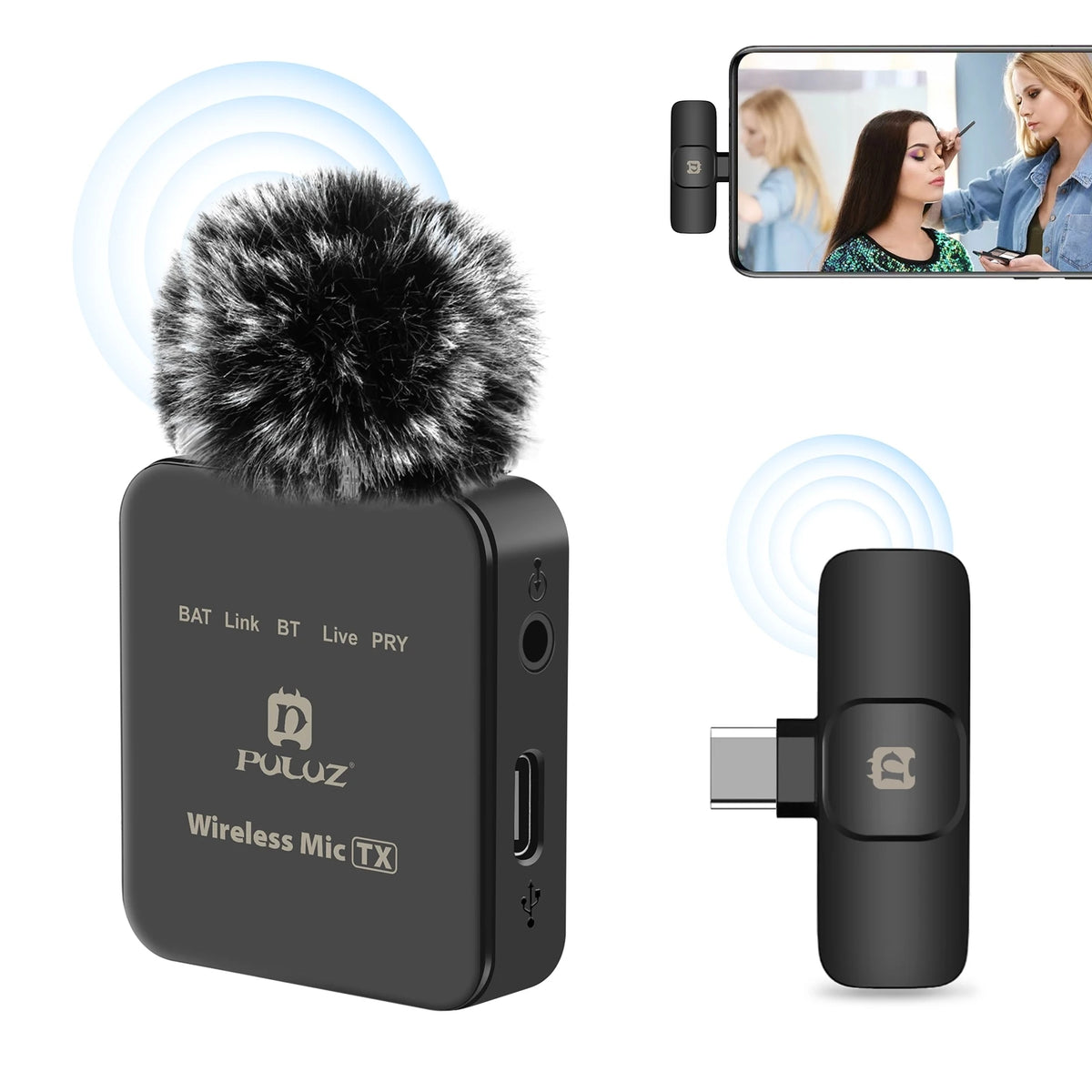 Wireless Lavalier Microphone for iPhone, iPad, and Type-C Devices