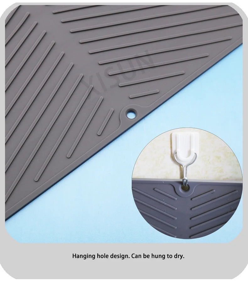 Silicone Draining Board Mat: Eco-Friendly Folding Dish Drying Mat, Large Drain Pad, and Heat-Resistant Drainer for Pots