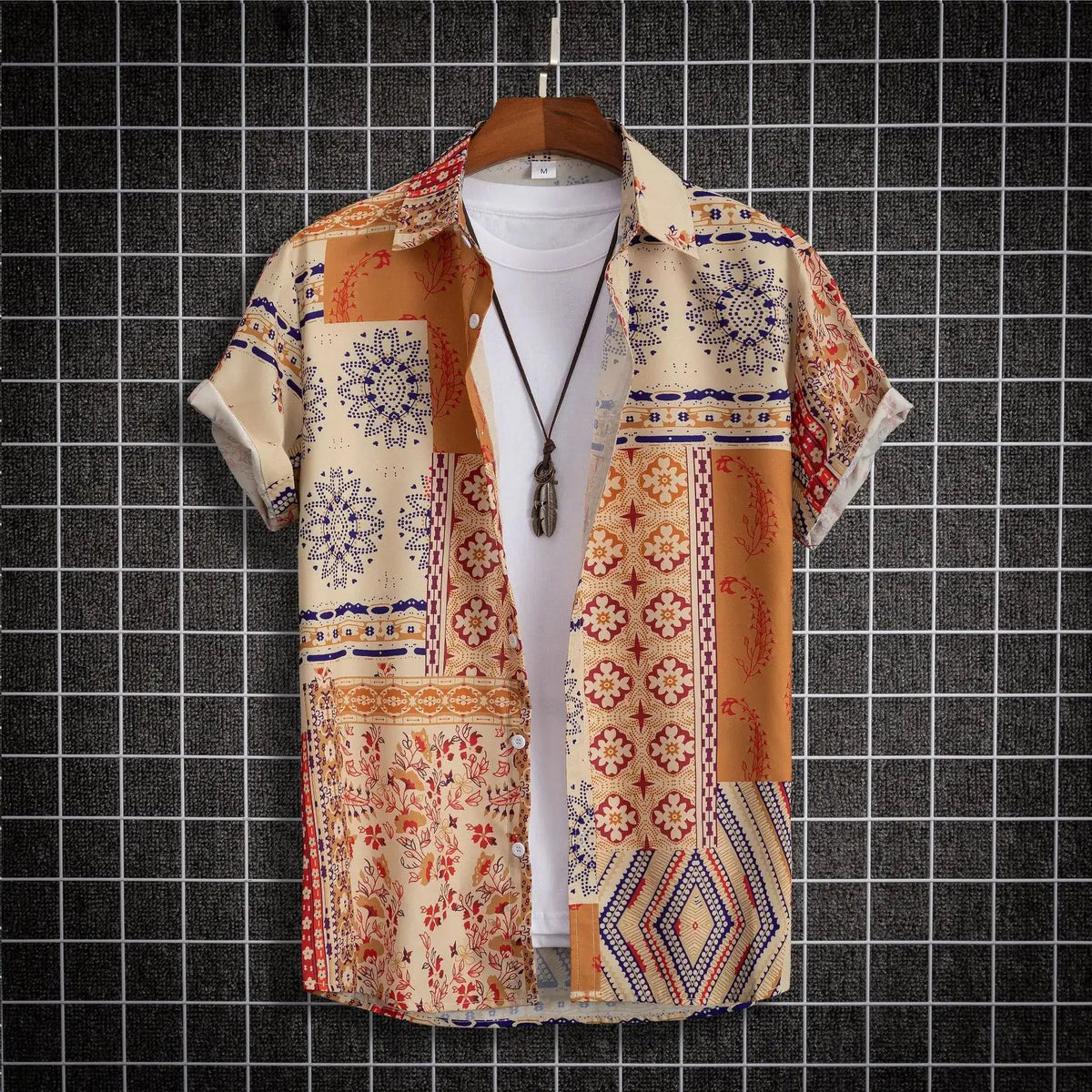 Men's Hawaiian Floral Print Shirt, Casual Short Sleeve Button-Up, Lightweight Beach Holiday Summer Wear