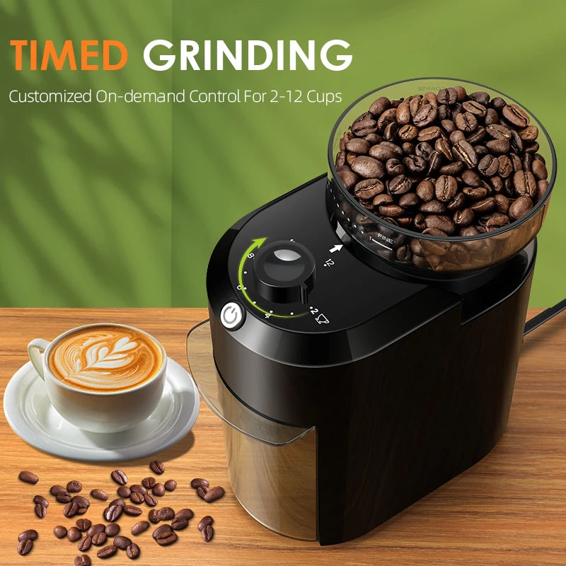 Wancle Electric Burr Coffee Grinder - Adjustable Conical Mill with 28 Grind Settings (220V/120V)