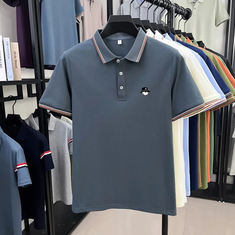 Men's Luxury Printed Polo Shirt, Breathable Short Sleeve Business Casual Tee, Premium Summer Fashion Top