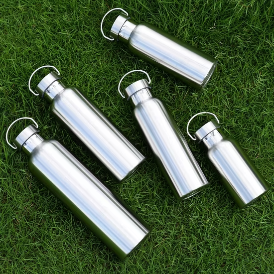 Stainless Steel Water Bottle with handle 1000ml/750ml/500ml/350ml Sport metal Flasks Travel Cycling Hiking Camping bicycle flask